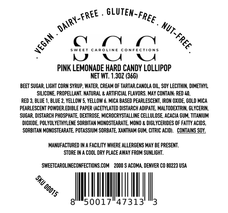 Flamingo Lollipops, Pink Lemonade Flavor, 10/Case -VEGAN