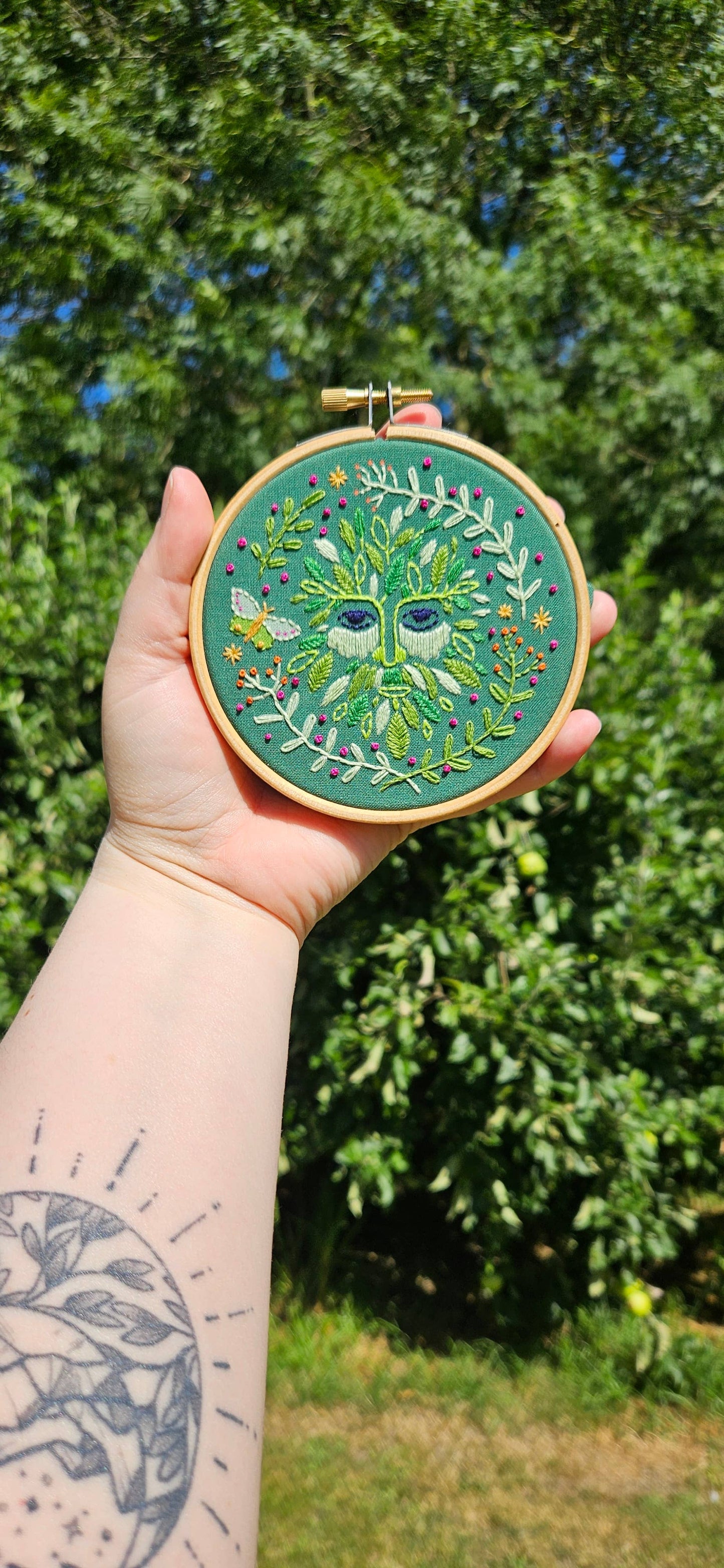 Folk Green Man Mini Embroidery Kit | Beginner Craft Set