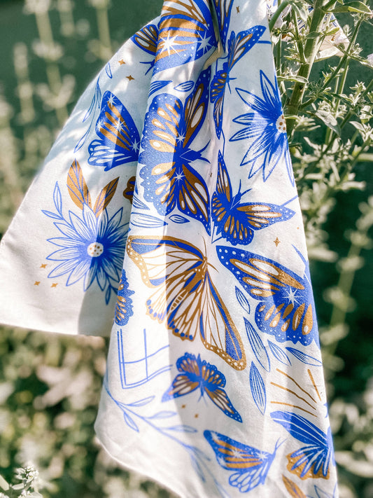 Bandana: Golden Hour Butterfly; Blue, Red