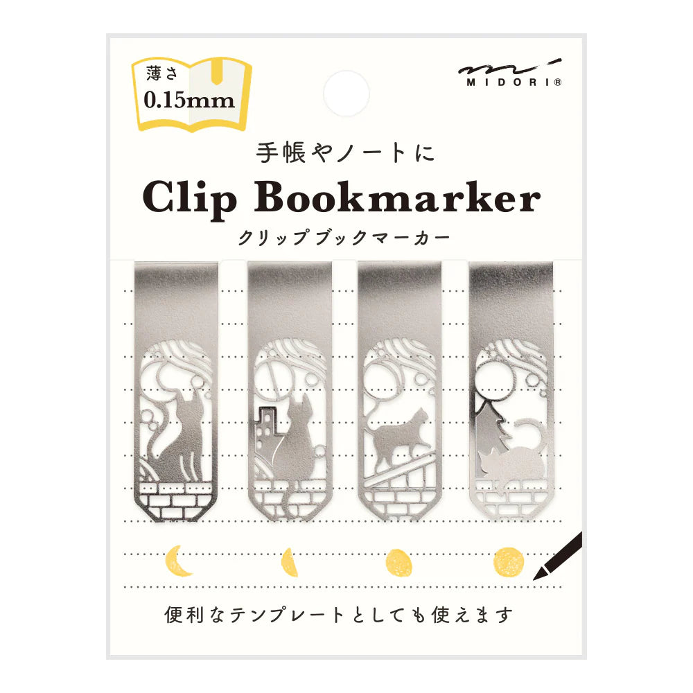 Midori Clip Bookmarker Moons and Cats