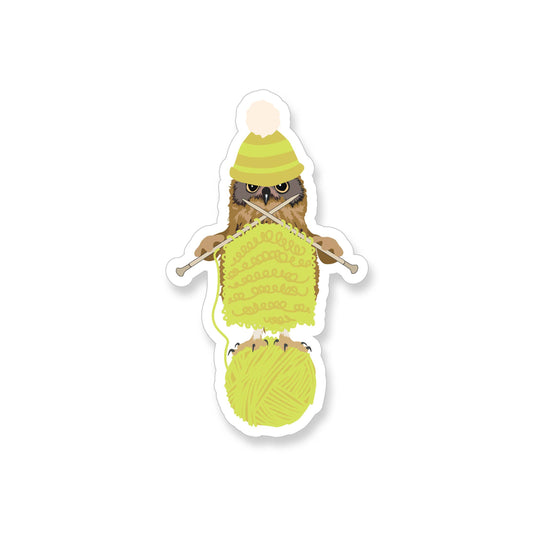 Knitting Owl, Vinyl Sticker