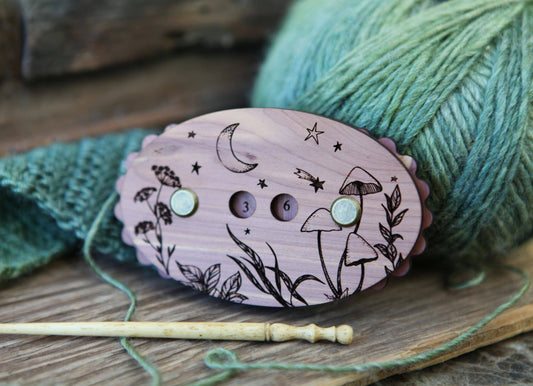 Wooden Star & Moon Knitting Row Counter