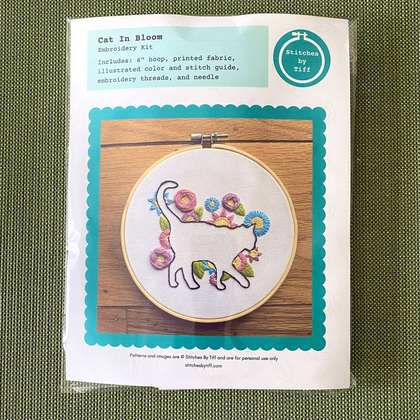 Cat in Bloom Silhouette Craft DIY Embroidery Kit