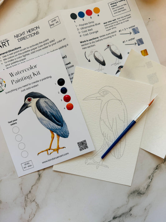 Night Heron Watercolor Kit