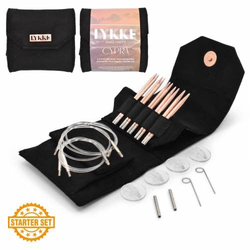 LYKKE CRAFTS Cypra 3.5" Interchangeable Needles Starter Set black vegan suede