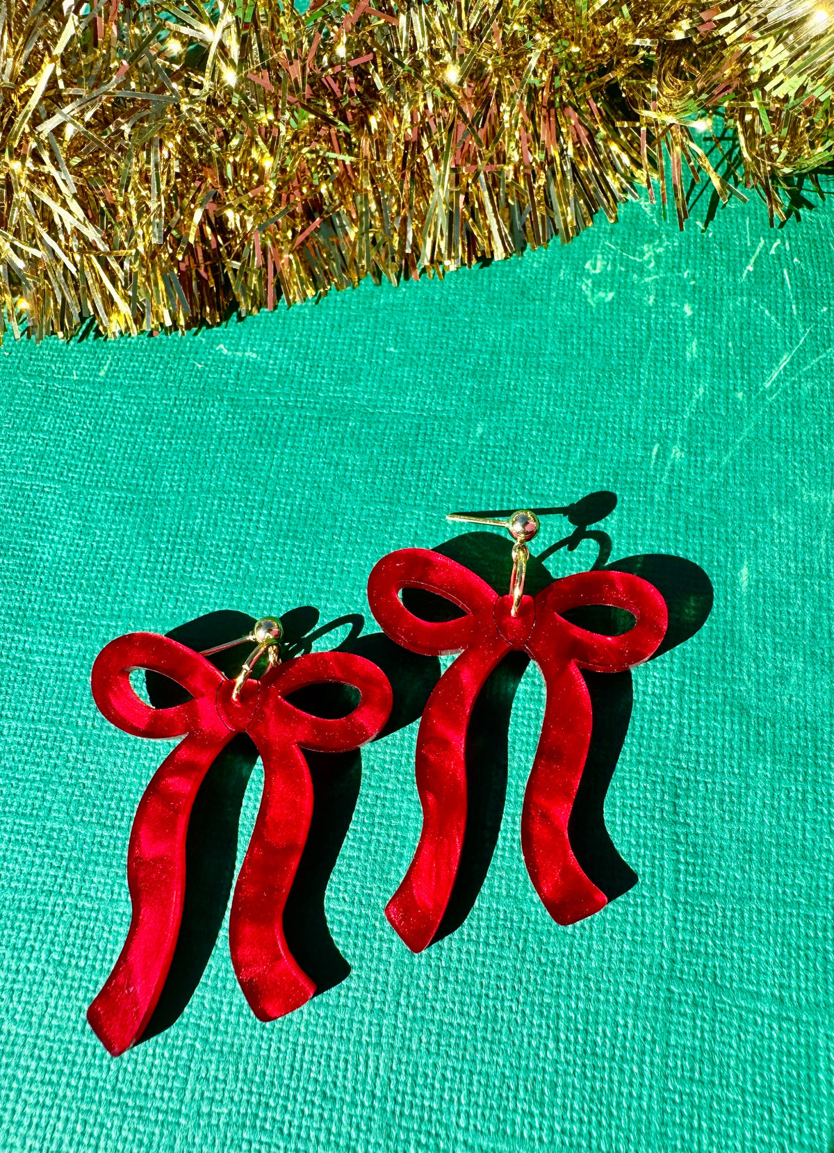 Red Bow Earrings