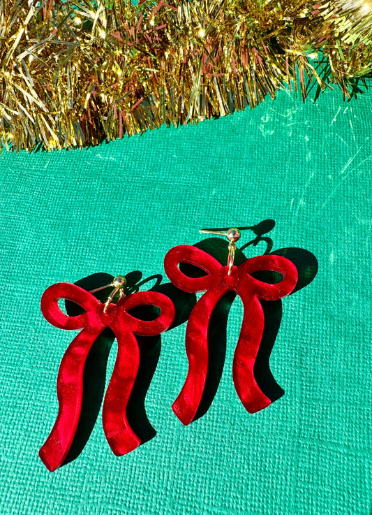 Red Bow Earrings