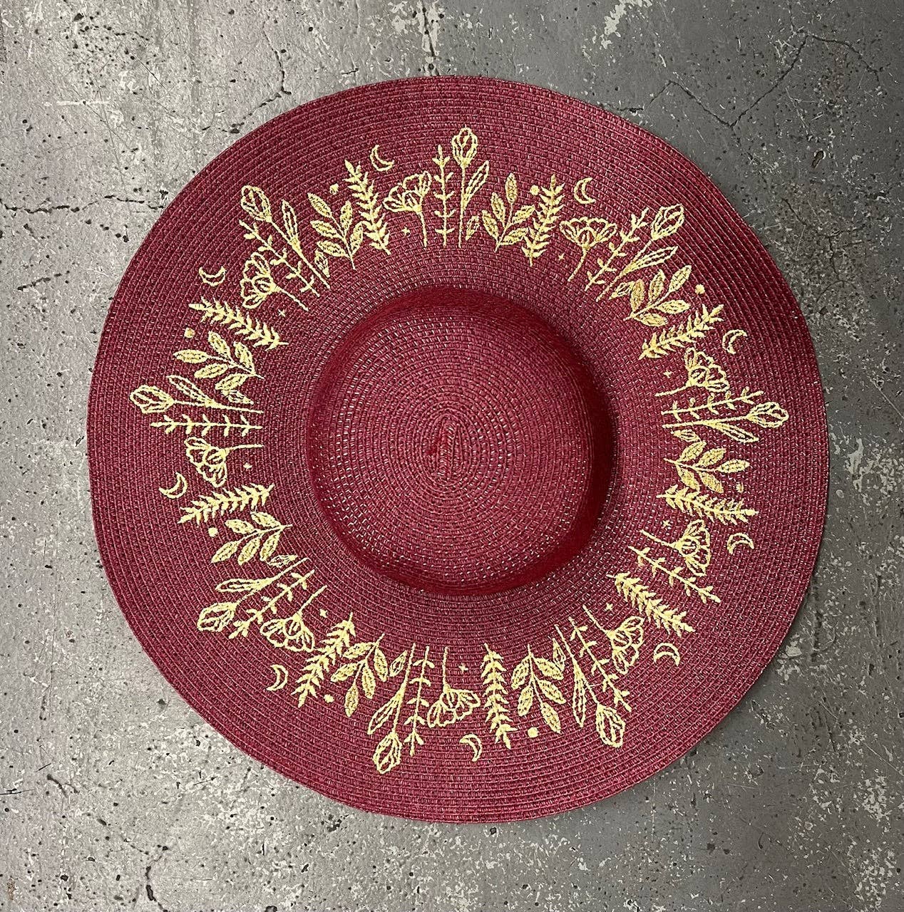 Floppy Sun Hat - XL Brim - Burgundy Botanicals