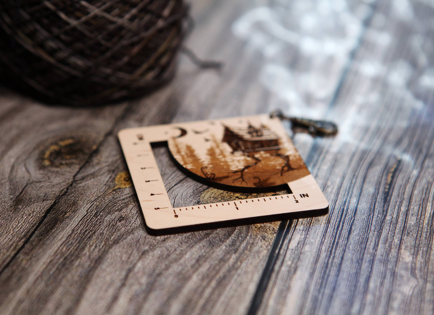 Baba Yaga Forest House Swatch Ruler, Maple & Bronze Clasp