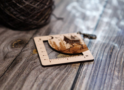 Baba Yaga Forest House Swatch Ruler, Maple & Bronze Clasp