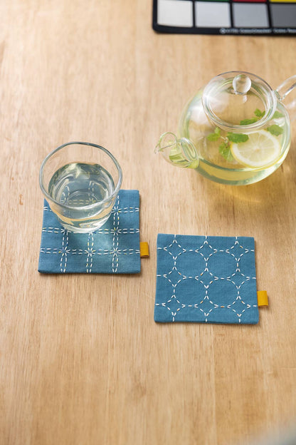 COSMO Sashiko Hidamari Pair of Coasters Kit - Blue
