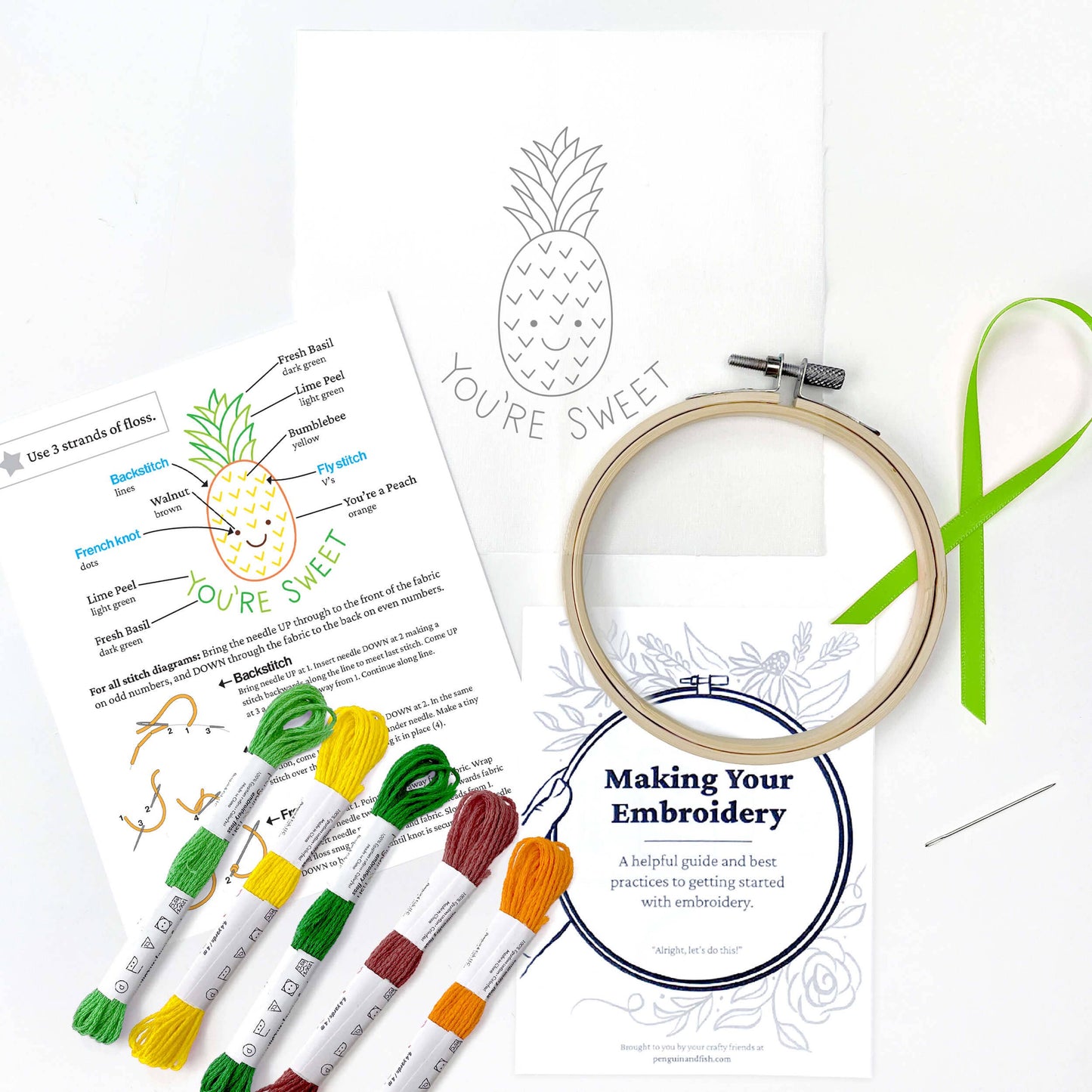 Pineapple 4-inch embroidery kit