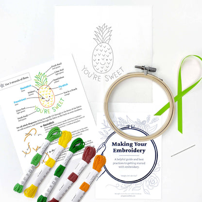 Pineapple 4-inch embroidery kit