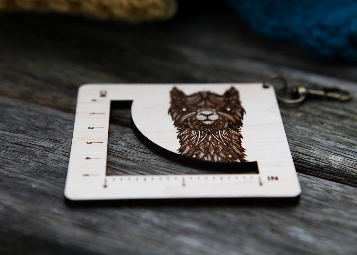 Alpaca Fiber Arts Swatch Ruler, Maple & Bronze Clasp