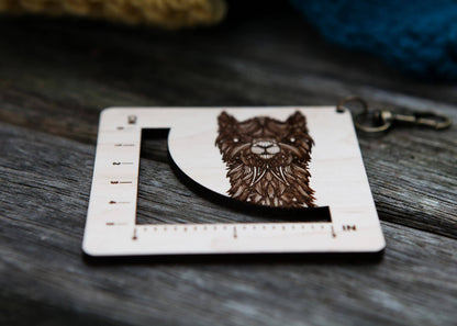 Alpaca Fiber Arts Swatch Ruler, Maple & Bronze Clasp