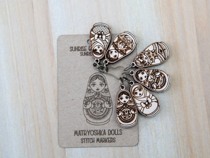 Matryoshka Doll Stitch Markers for Knitting, Set of 6