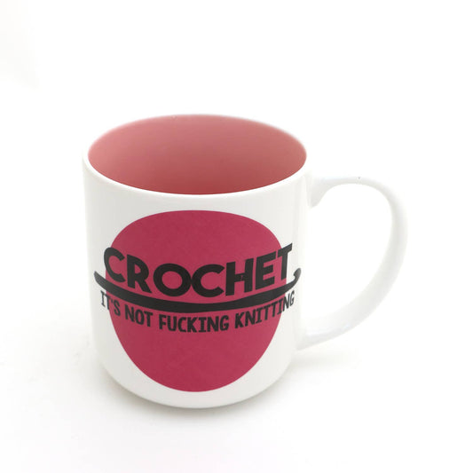 Crochet mug, Not F'n  knitting, mature language, funny mug