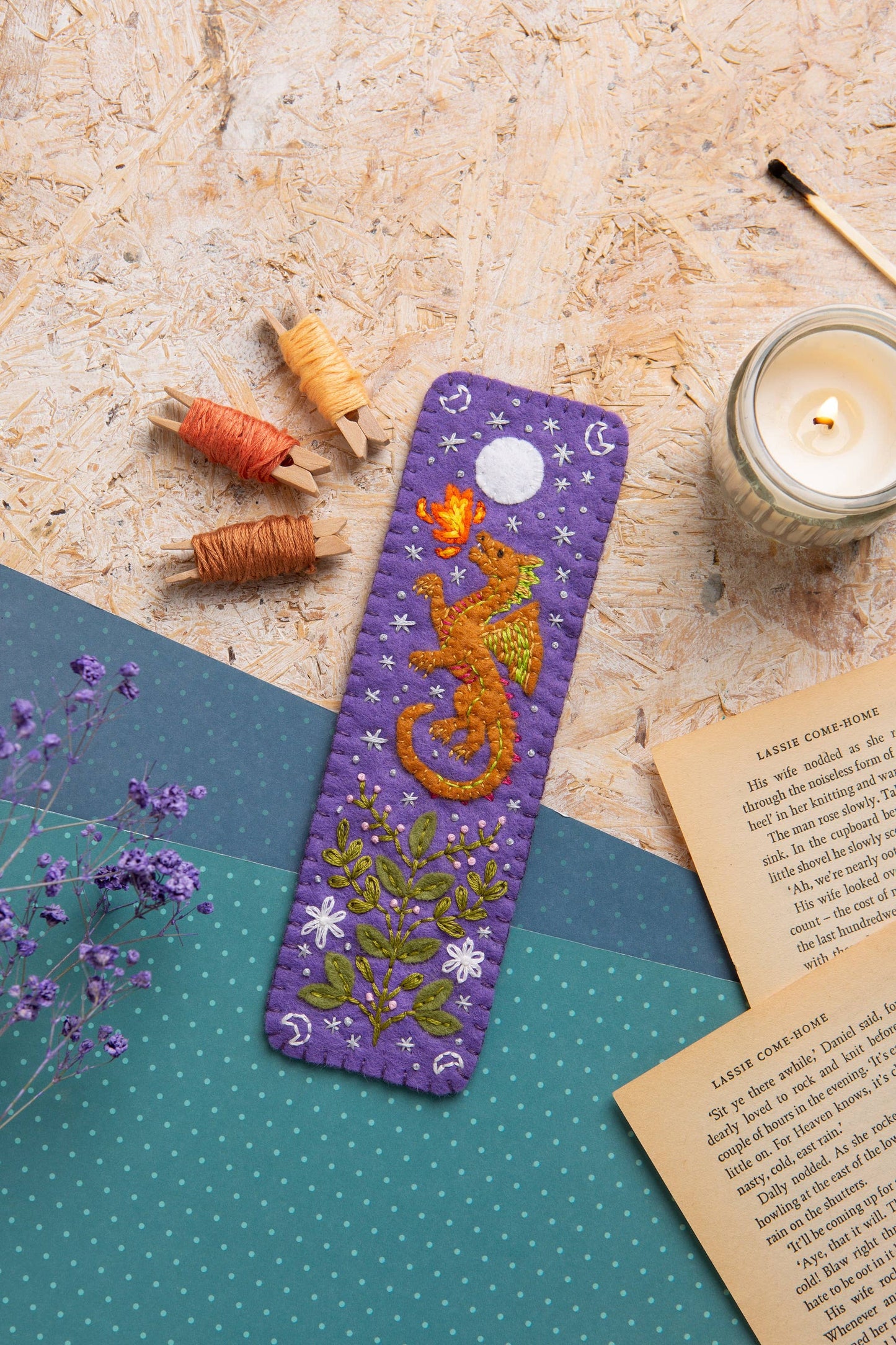 Dragon Bookmark Felt Craft Kit | Beginner Kit for Adults