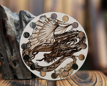 Dragon Embroidery Floss Storage Holder - Circle Maple Wood