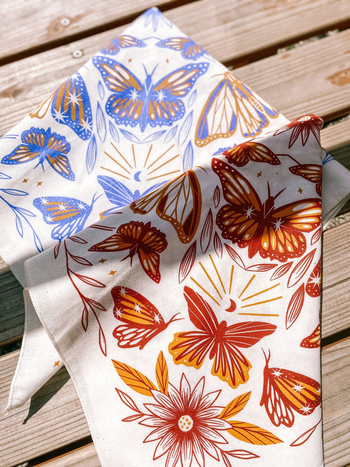 Bandana: Golden Hour Butterfly; Blue, Red