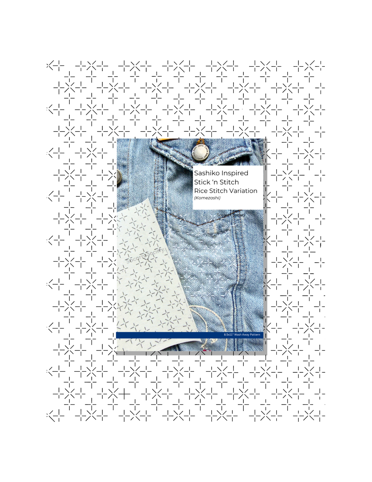 Sashiko Inspired Mending Rice Stitch Diamonds Full Sheet