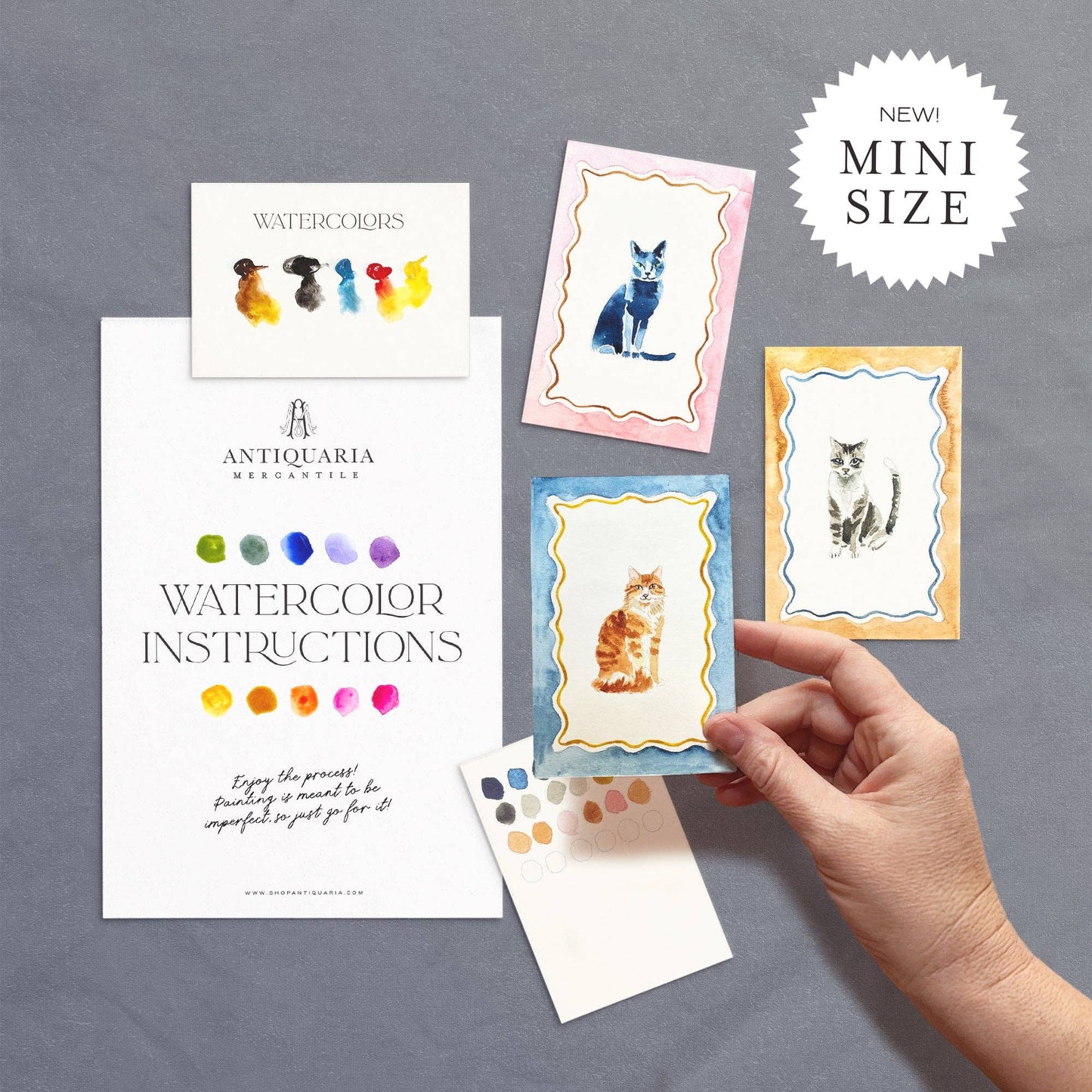 Antiquaria Mini Watercolor Painting Kit: Cats