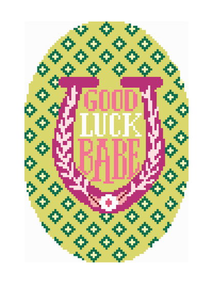 Good Luck Babe 4.25" x 7.25" Oval Needlepoint Canvas