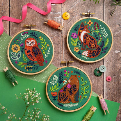 Folk Bear Mini Embroidery Kit | Beginner Craft Set