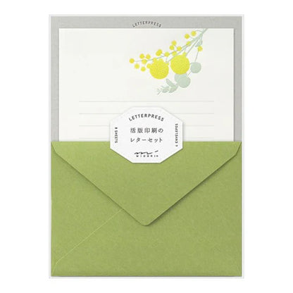 Midori Letterpress yellow bouquet letter set