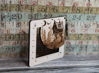 Baba Yaga Forest House Swatch Ruler, Maple & Bronze Clasp