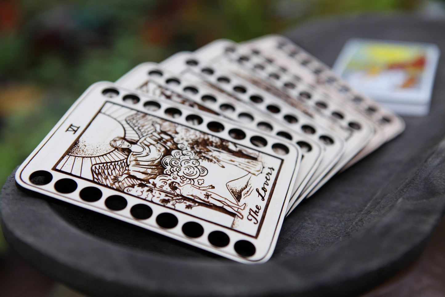 Maple Wood Tarot Card Embroidery Floss Holders