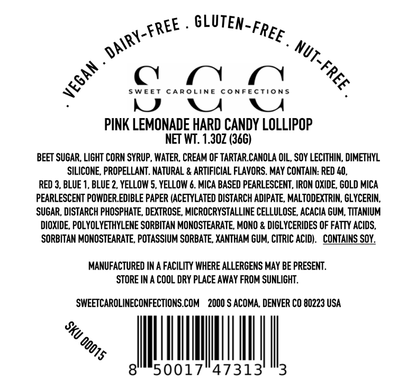 Flamingo Lollipops, Pink Lemonade Flavor, 10/Case -VEGAN