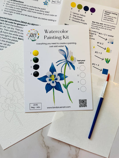 Columbine Flower Watercolor Kit