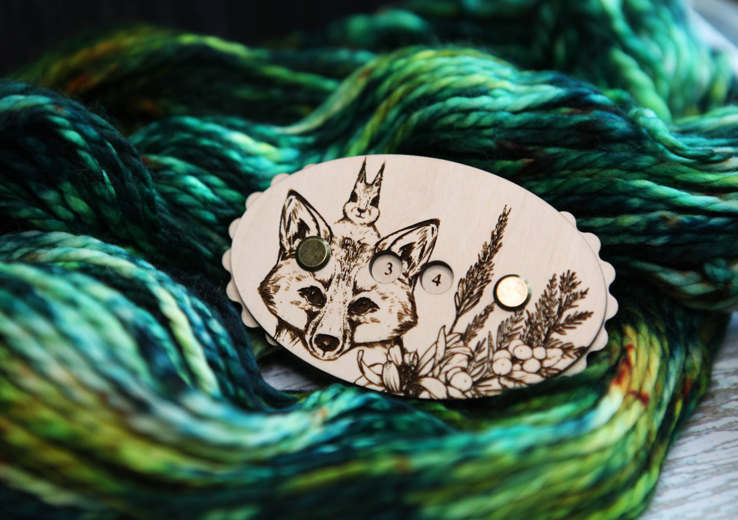 Fox with Squirrel in Forest Knitting and Crochet Row Counter