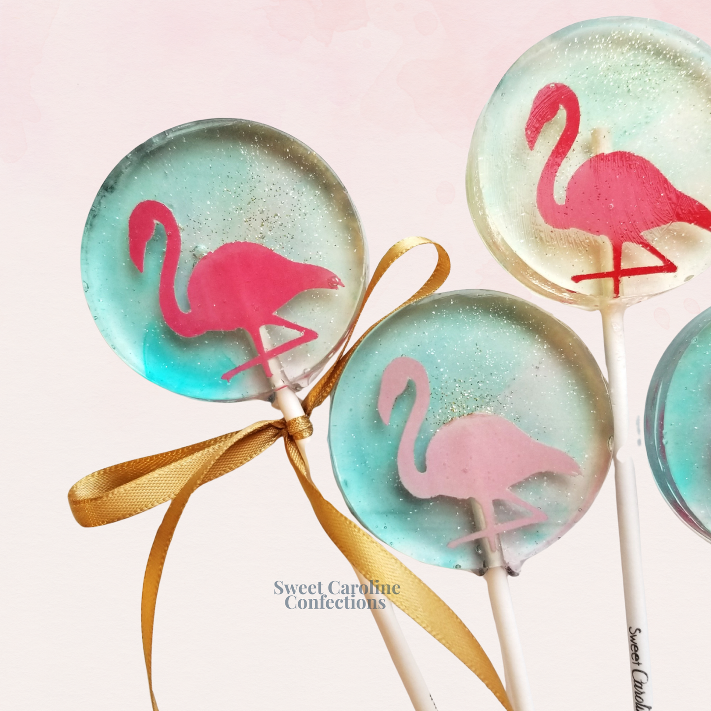 Flamingo Lollipops, Pink Lemonade Flavor, 10/Case -VEGAN