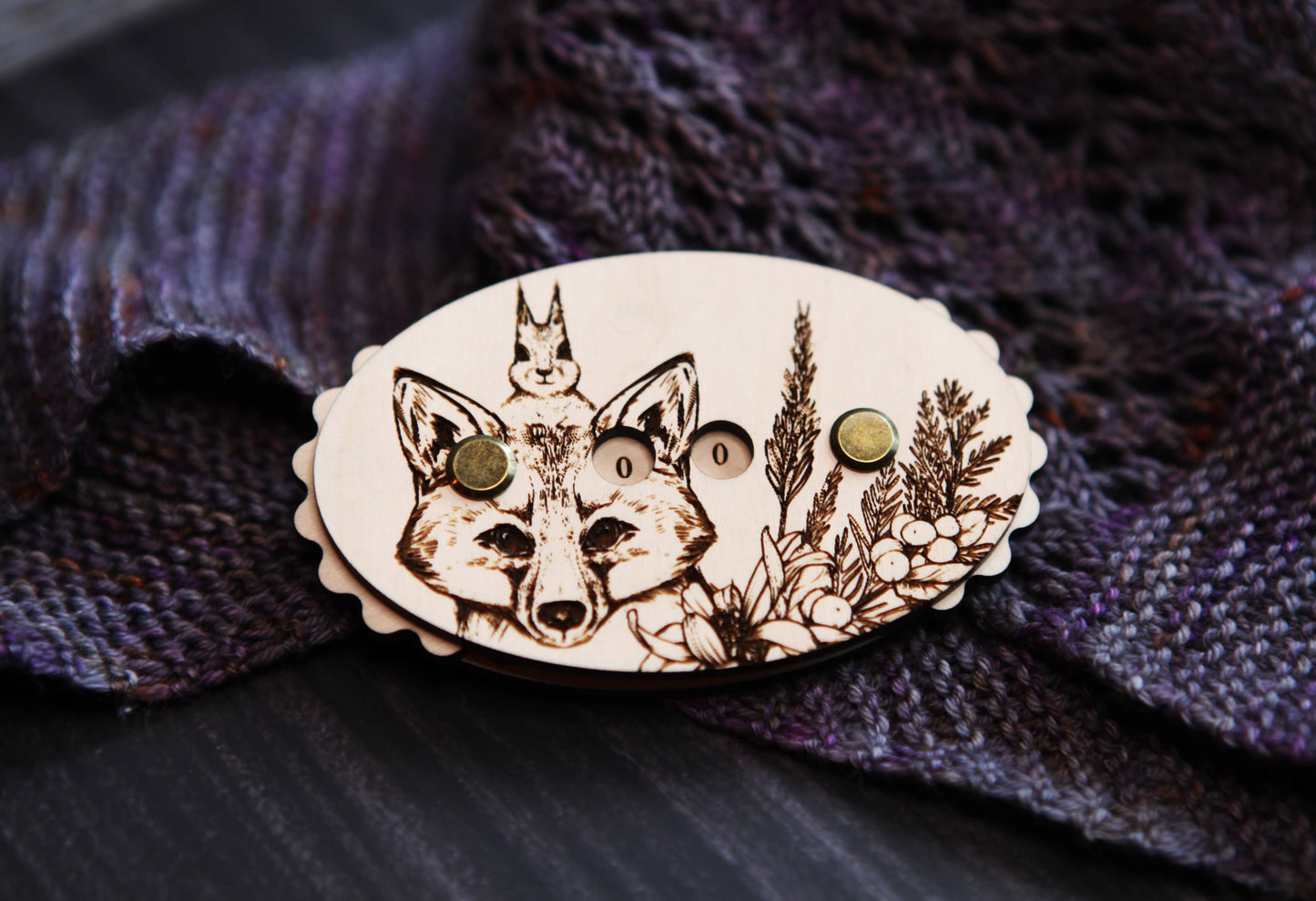 Fox with Squirrel in Forest Knitting and Crochet Row Counter