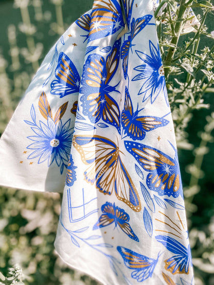 Bandana: Golden Hour Butterfly; Blue, Red