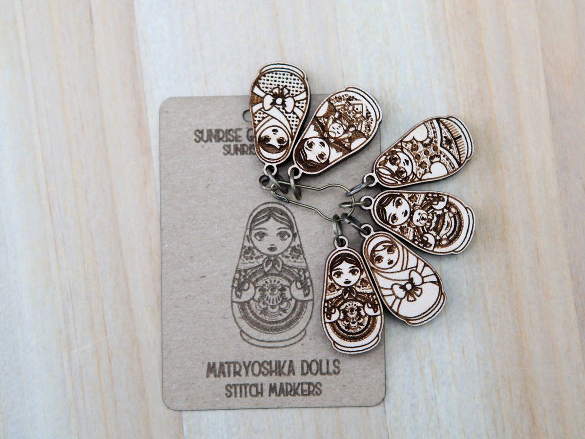 Matryoshka Doll Stitch Markers for Knitting, Set of 6