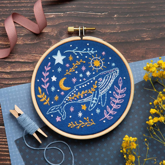 Celestial Whale Mini Embroidery Kit | Beginner Craft Kit