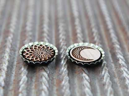 Sun and Moon Wood Magnetic Needle Minder for Needle Arts