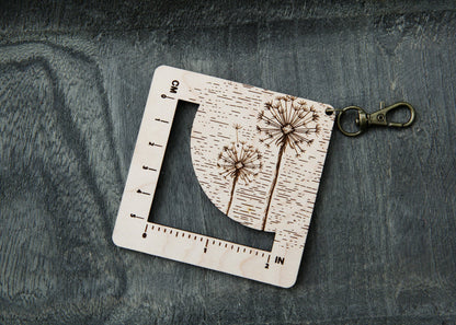 Dandelion Gauge Ruler for Fiber Arts, Maple & Bronze Clasp