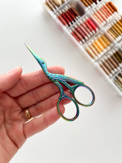 Embroidery Gradient stork scissors