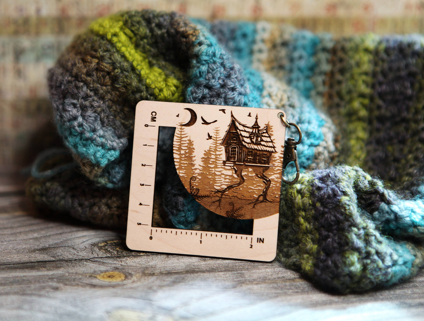 Baba Yaga Forest House Swatch Ruler, Maple & Bronze Clasp
