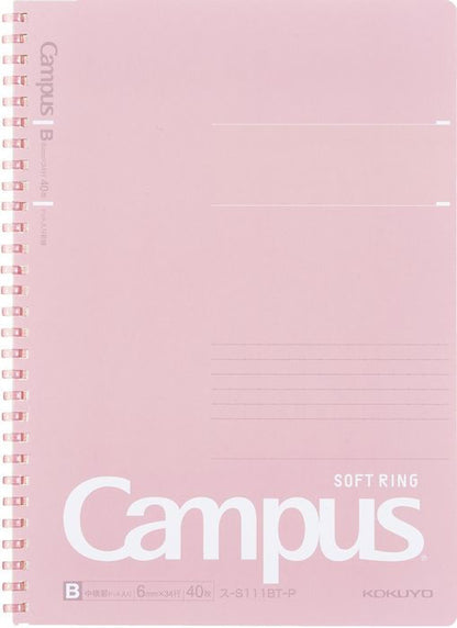 KOKUYO Campus Soft Ring Notebook - B5 Pink 40-sheet Soft Ring