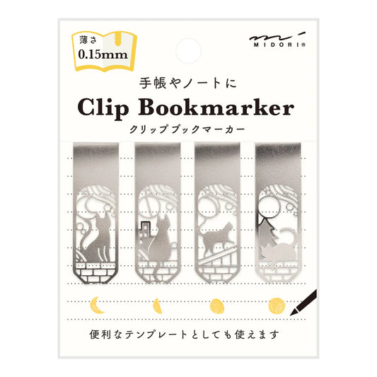 Midori Clip Bookmarker Moons and Cats