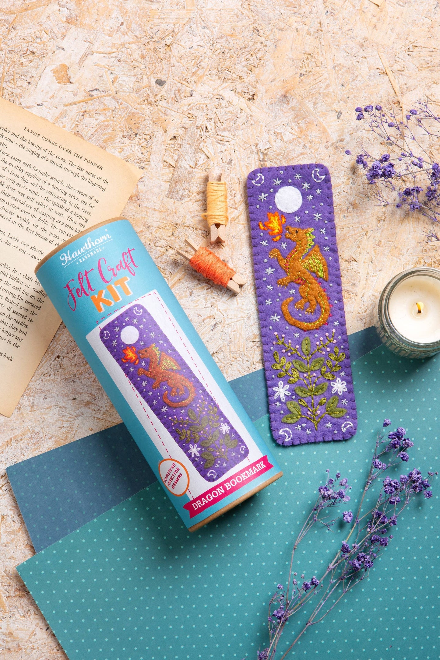Dragon Bookmark Felt Craft Kit | Beginner Kit for Adults