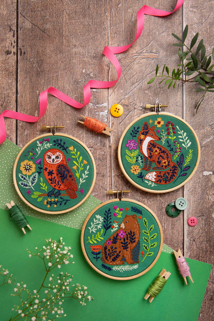 Folk Owl Mini Embroidery Kit | Beginner Craft Kit for Adults