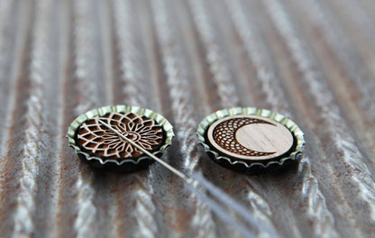 Sun and Moon Wood Magnetic Needle Minder for Needle Arts