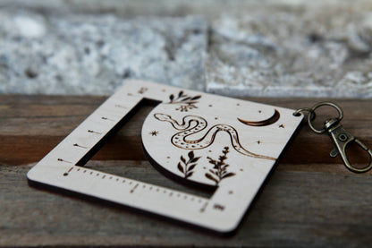 Snake with Moon Gauge Ruler - Maple & Bronze Fiber Arts