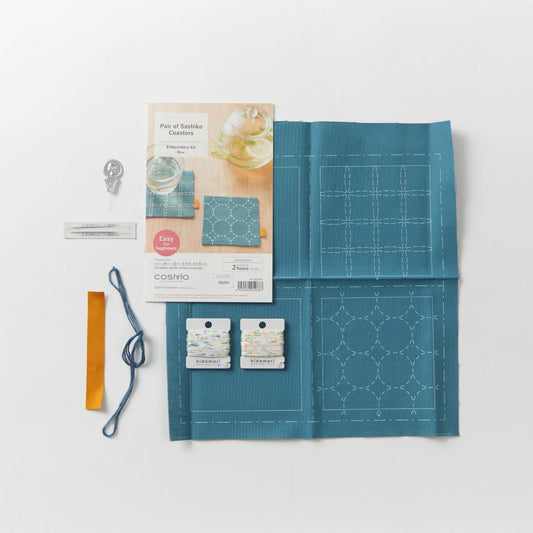 COSMO Sashiko Hidamari Pair of Coasters Kit - Blue